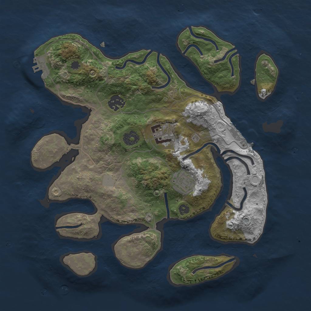 Rust Map: Procedural Map, Size: 3000, Seed: 58327, 10 Monuments