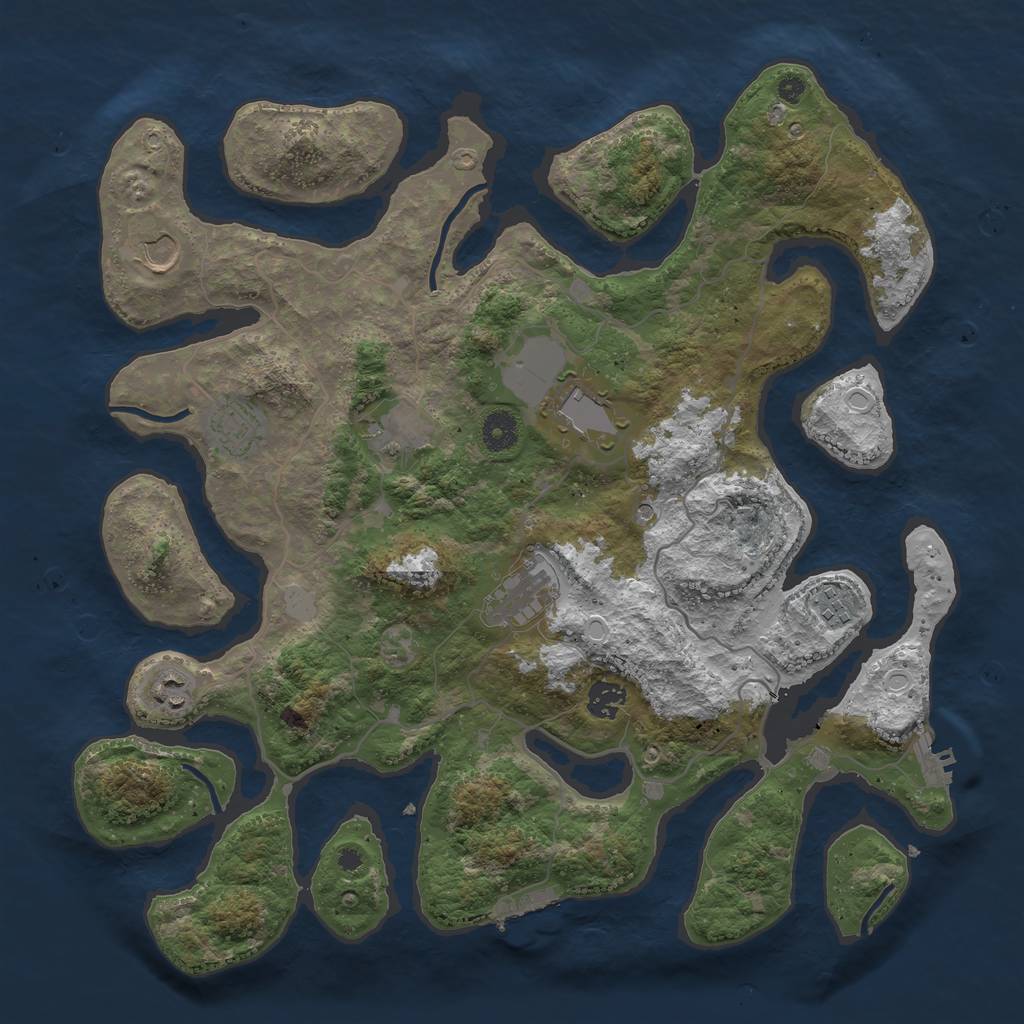 Rust Map: Procedural Map, Size: 4000, Seed: 994383, 16 Monuments