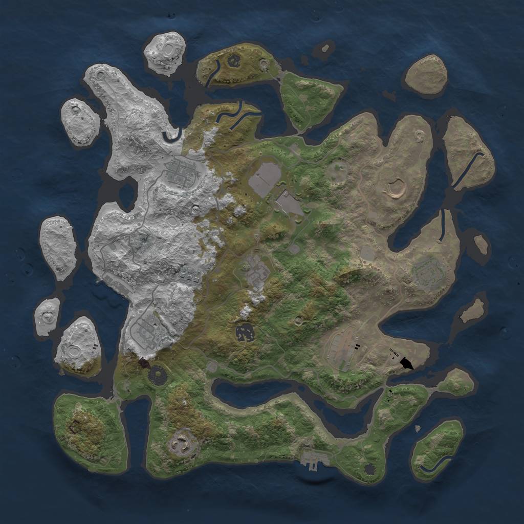 Rust Map: Procedural Map, Size: 4000, Seed: 54916, 17 Monuments