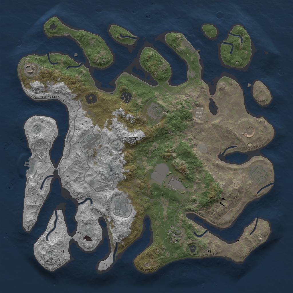 Rust Map: Procedural Map, Size: 4000, Seed: 483973, 18 Monuments