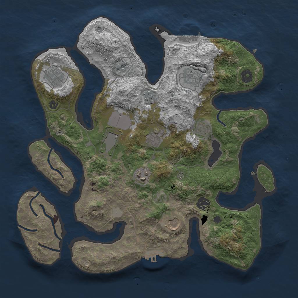 Rust Map: Procedural Map, Size: 3500, Seed: 2341275, 17 Monuments