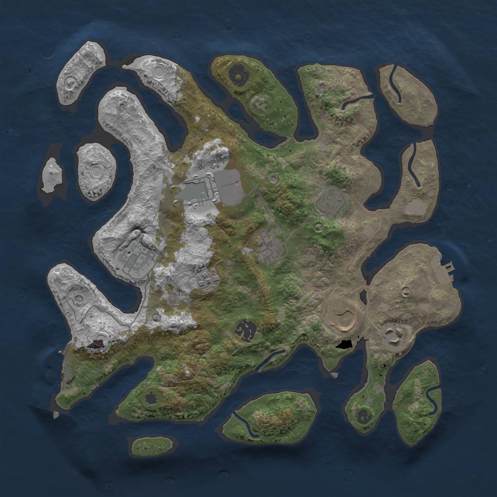 Rust Map: Procedural Map, Size: 3550, Seed: 770629, 16 Monuments