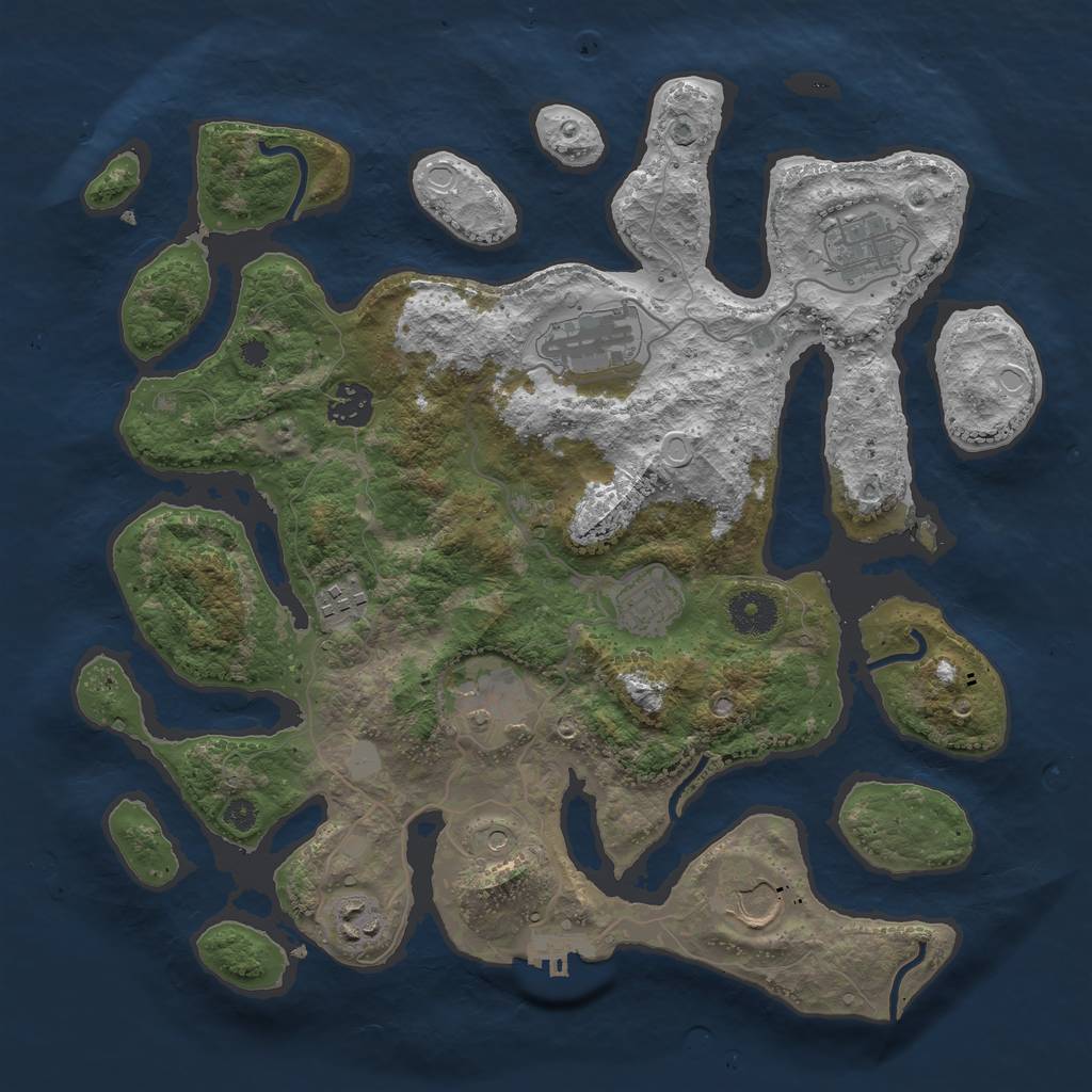 Rust Map: Procedural Map, Size: 3550, Seed: 945060, 15 Monuments