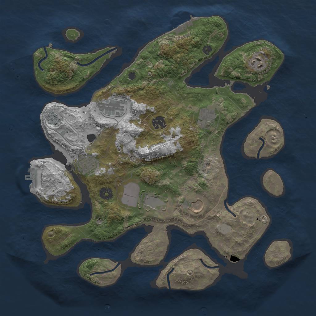 Rust Map: Procedural Map, Size: 3550, Seed: 95387, 16 Monuments