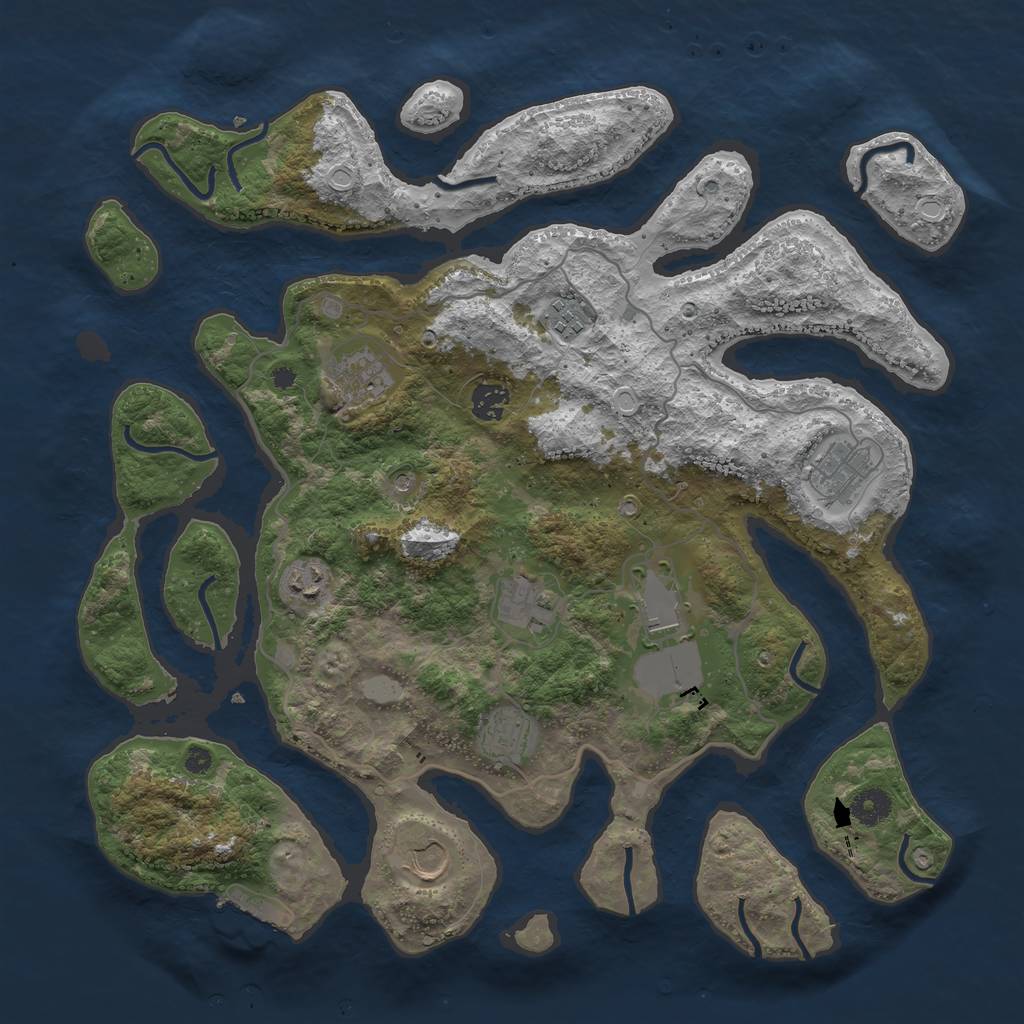 Rust Map: Procedural Map, Size: 4000, Seed: 2464357, 16 Monuments