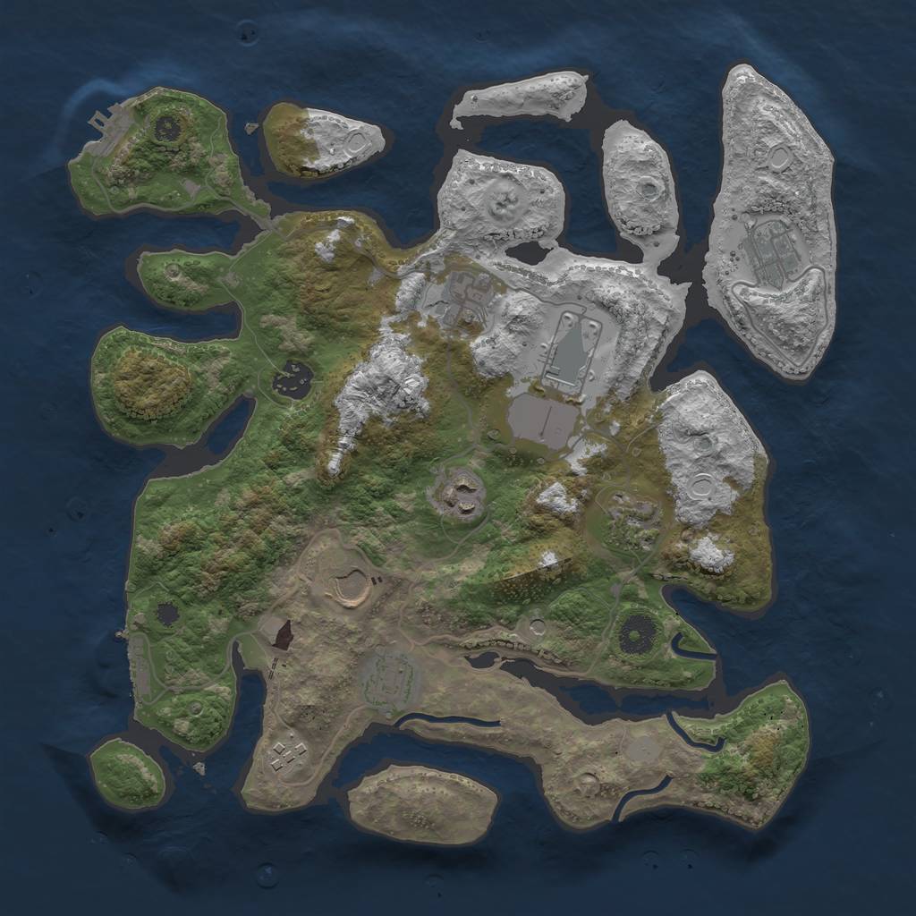 Rust Map: Procedural Map, Size: 3550, Seed: 71271, 17 Monuments