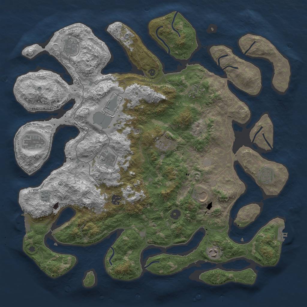 Rust Map: Procedural Map, Size: 4500, Seed: 3673, 19 Monuments