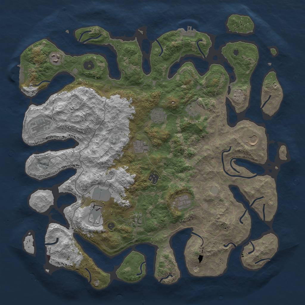 Rust Map: Procedural Map, Size: 4500, Seed: 4994628, 19 Monuments