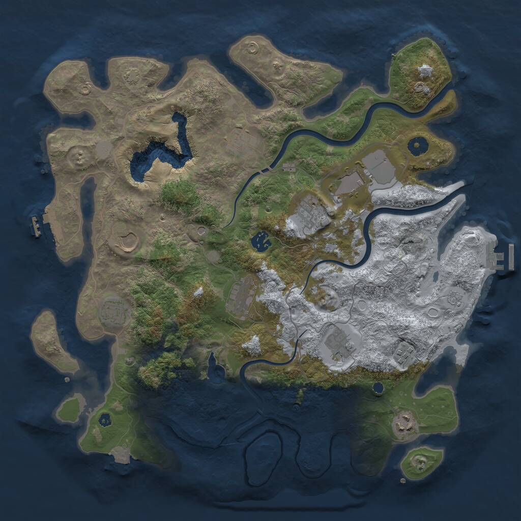 Rust Map: Procedural Map, Size: 4000, Seed: 128, 16 Monuments
