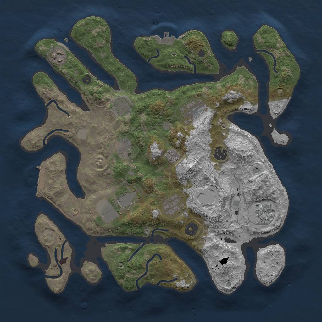 Rust Map: Procedural Map, Size: 3700, Seed: 4983483, 17 Monuments