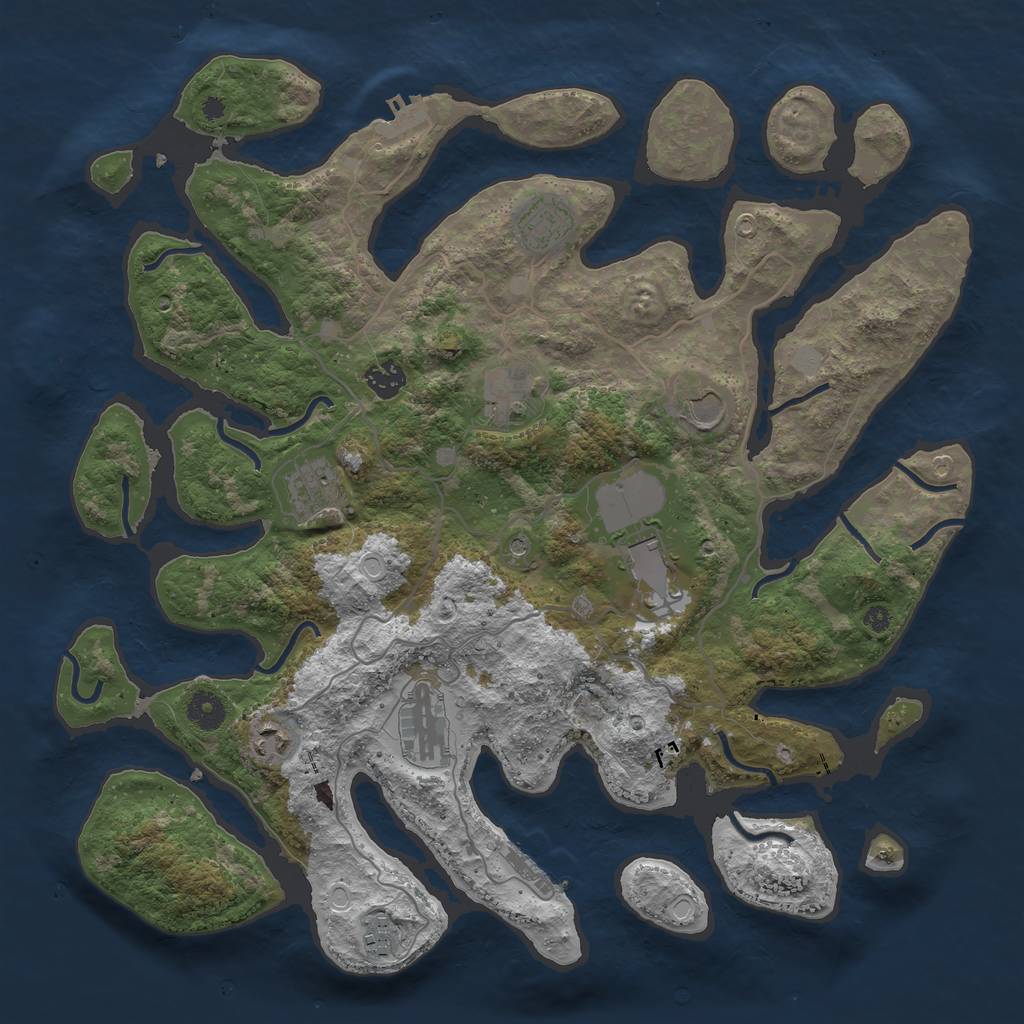 Rust Map: Procedural Map, Size: 4000, Seed: 999246, 17 Monuments
