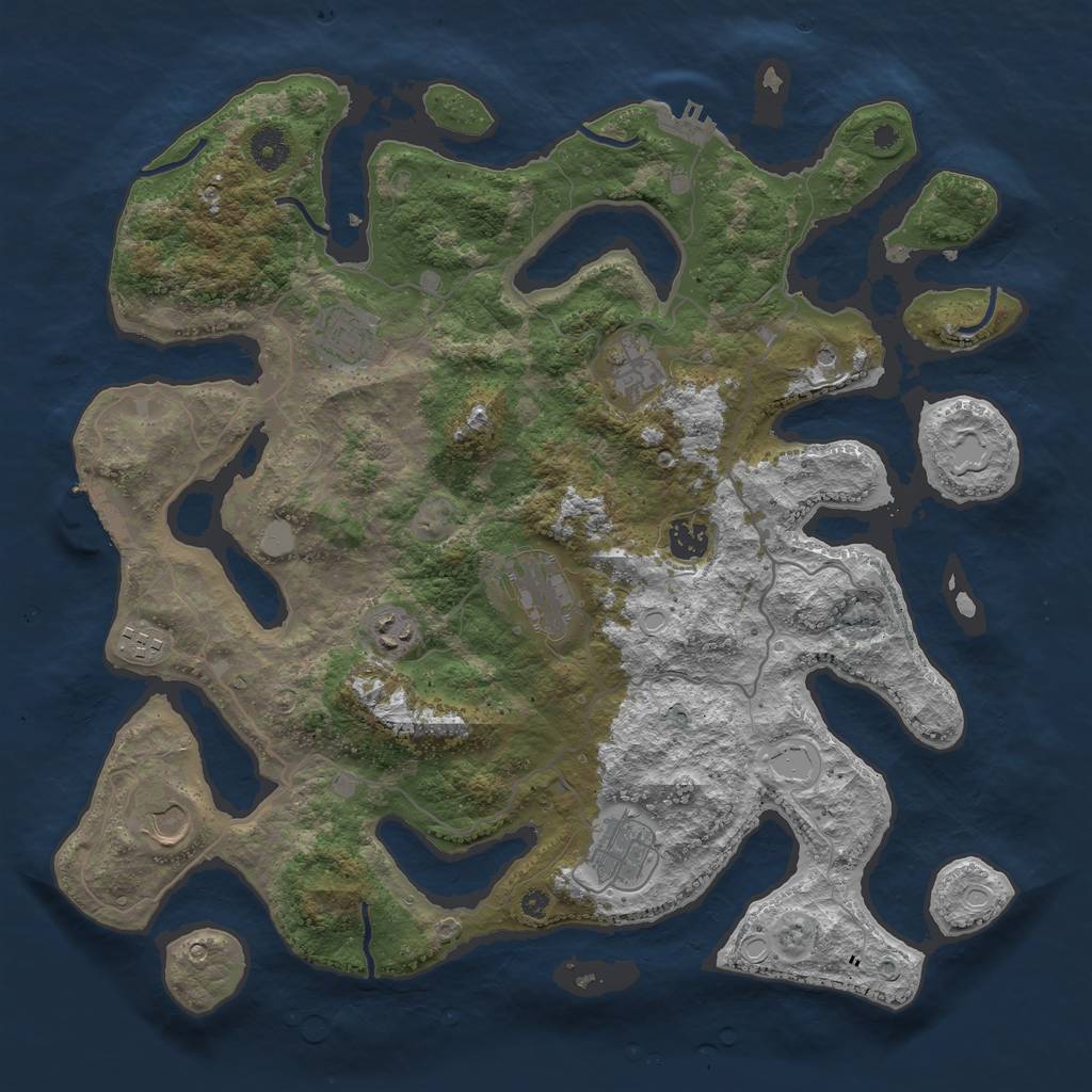 Rust Map: Procedural Map, Size: 4000, Seed: 484225, 16 Monuments