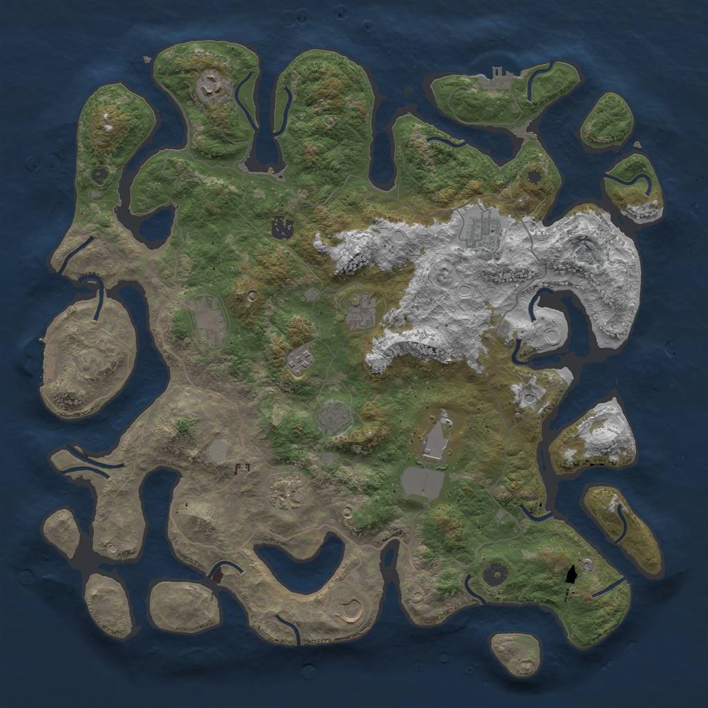 Rust Map: Procedural Map, Size: 4500, Seed: 3777986, 18 Monuments