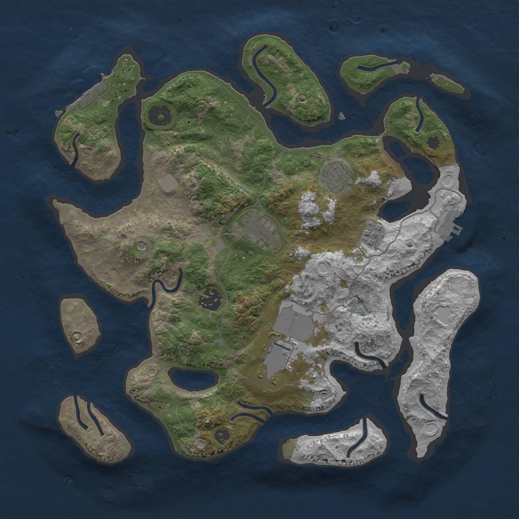 Rust Map: Procedural Map, Size: 3500, Seed: 1282766502, 13 Monuments