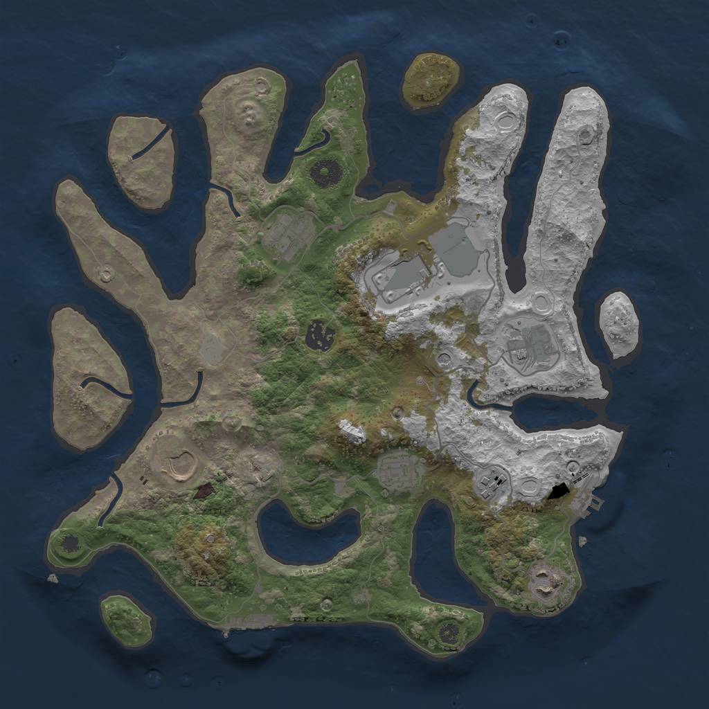 Rust Map: Procedural Map, Size: 3550, Seed: 772534, 16 Monuments