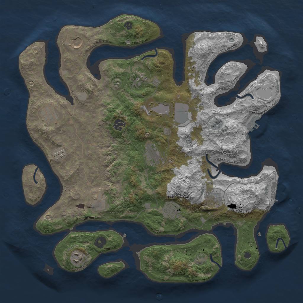 Rust Map: Procedural Map, Size: 3950, Seed: 1177638015, 19 Monuments