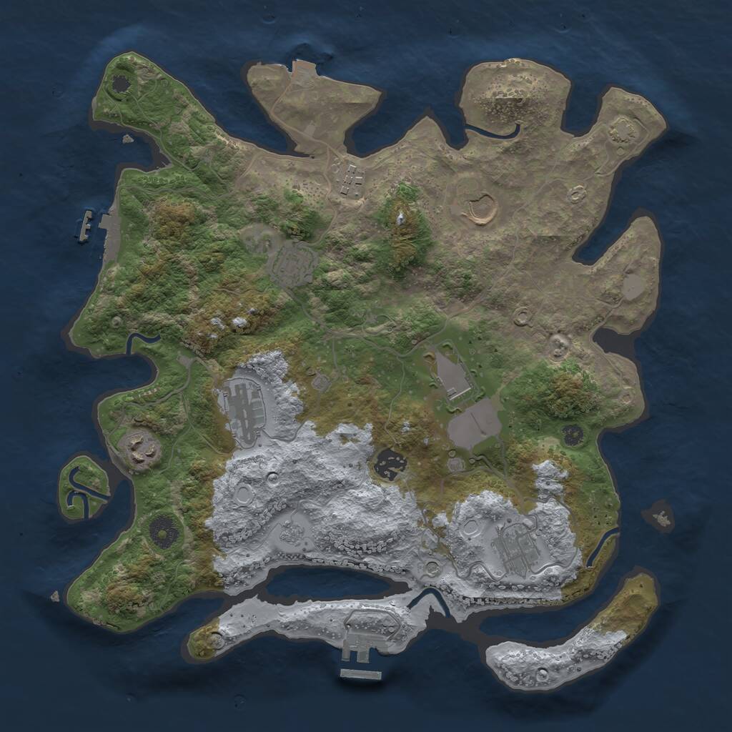 Rust Map: Procedural Map, Size: 3600, Seed: 879111, 14 Monuments