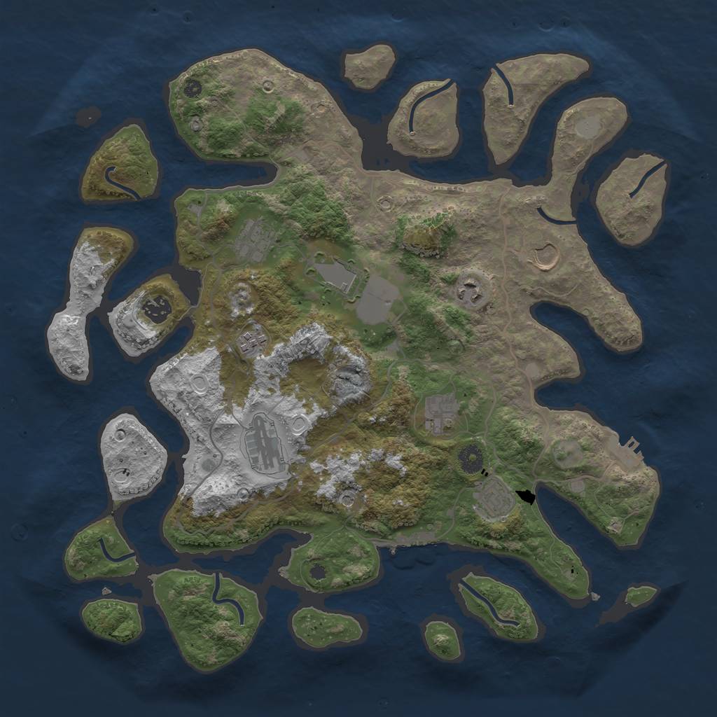 Rust Map: Procedural Map, Size: 4000, Seed: 847473, 17 Monuments