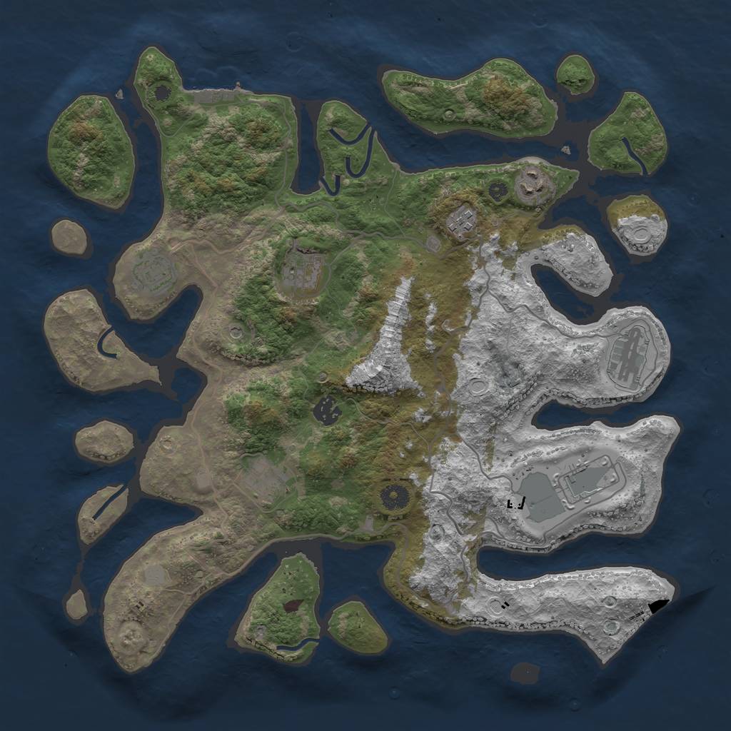 Rust Map: Procedural Map, Size: 4000, Seed: 55921, 15 Monuments
