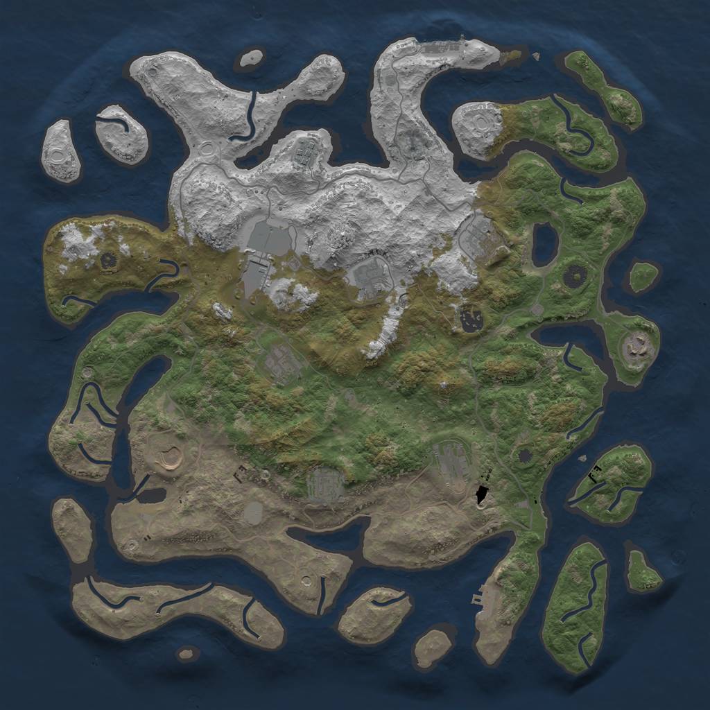Rust Map: Procedural Map, Size: 4500, Seed: 770537842, 18 Monuments