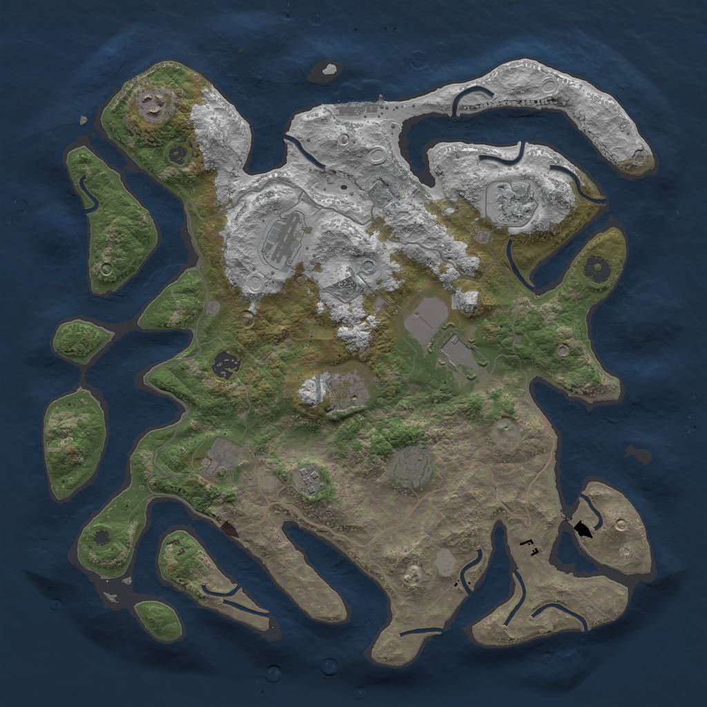 Rust Map: Procedural Map, Size: 4000, Seed: 208021, 16 Monuments