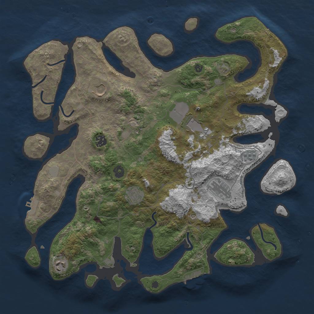 Rust Map: Procedural Map, Size: 4000, Seed: 289802605, 16 Monuments