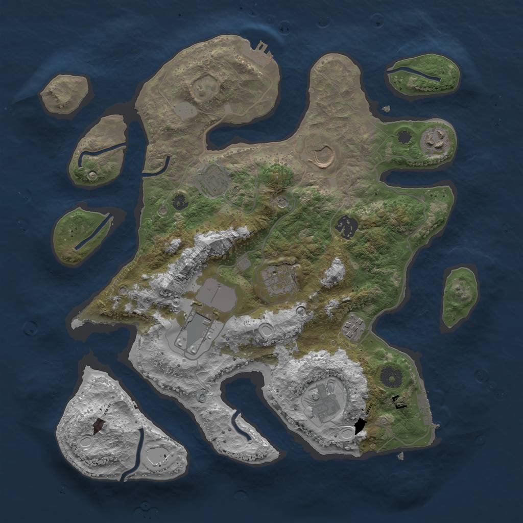 Rust Map: Procedural Map, Size: 3550, Seed: 427421, 16 Monuments