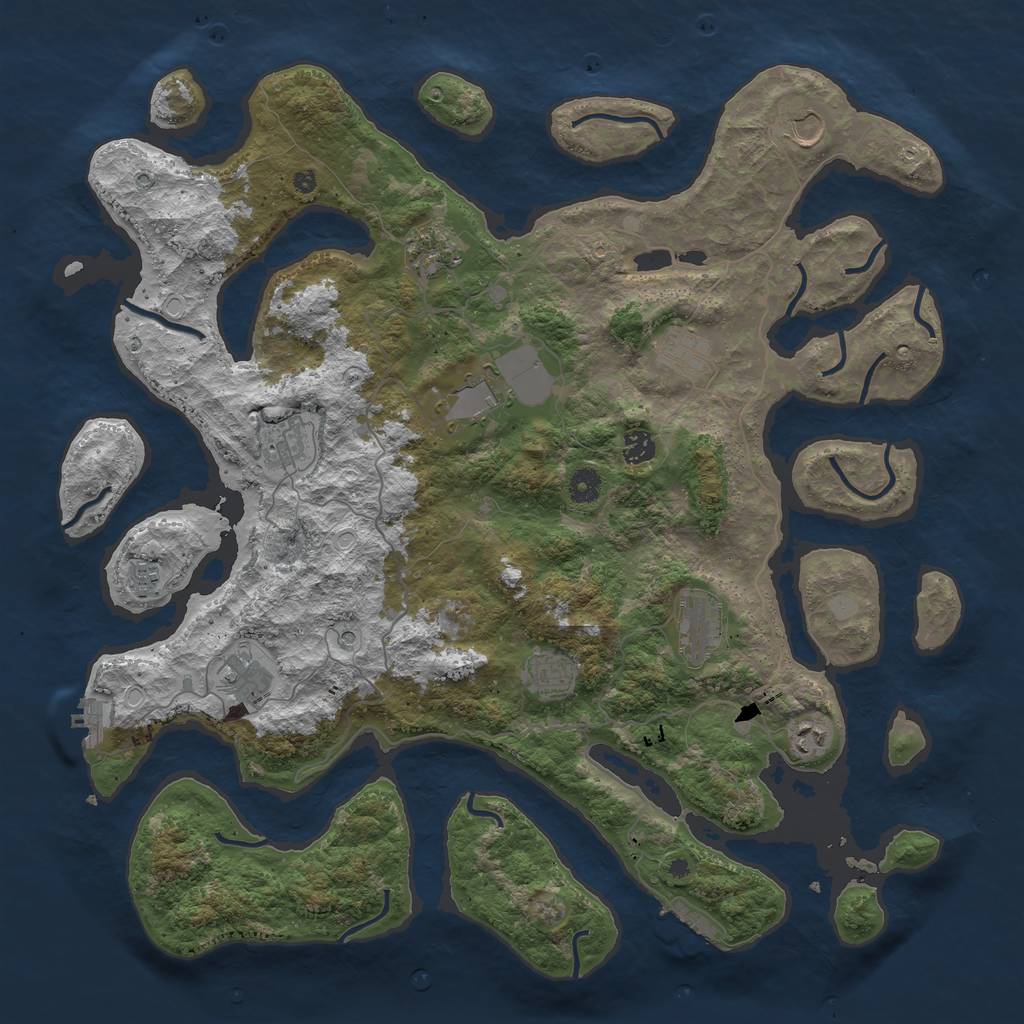 Rust Map: Procedural Map, Size: 4500, Seed: 60000943, 19 Monuments