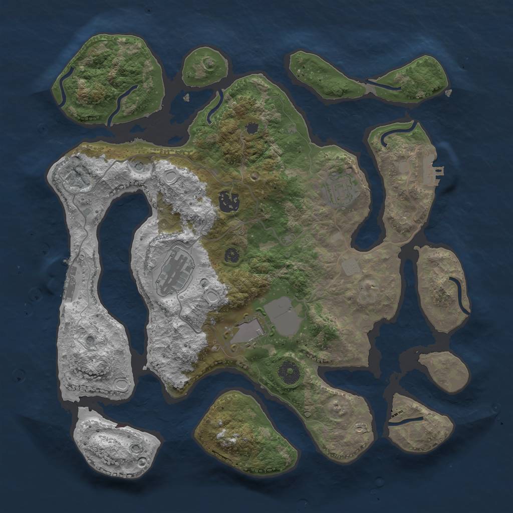 Rust Map: Procedural Map, Size: 3500, Seed: 2001887311, 12 Monuments