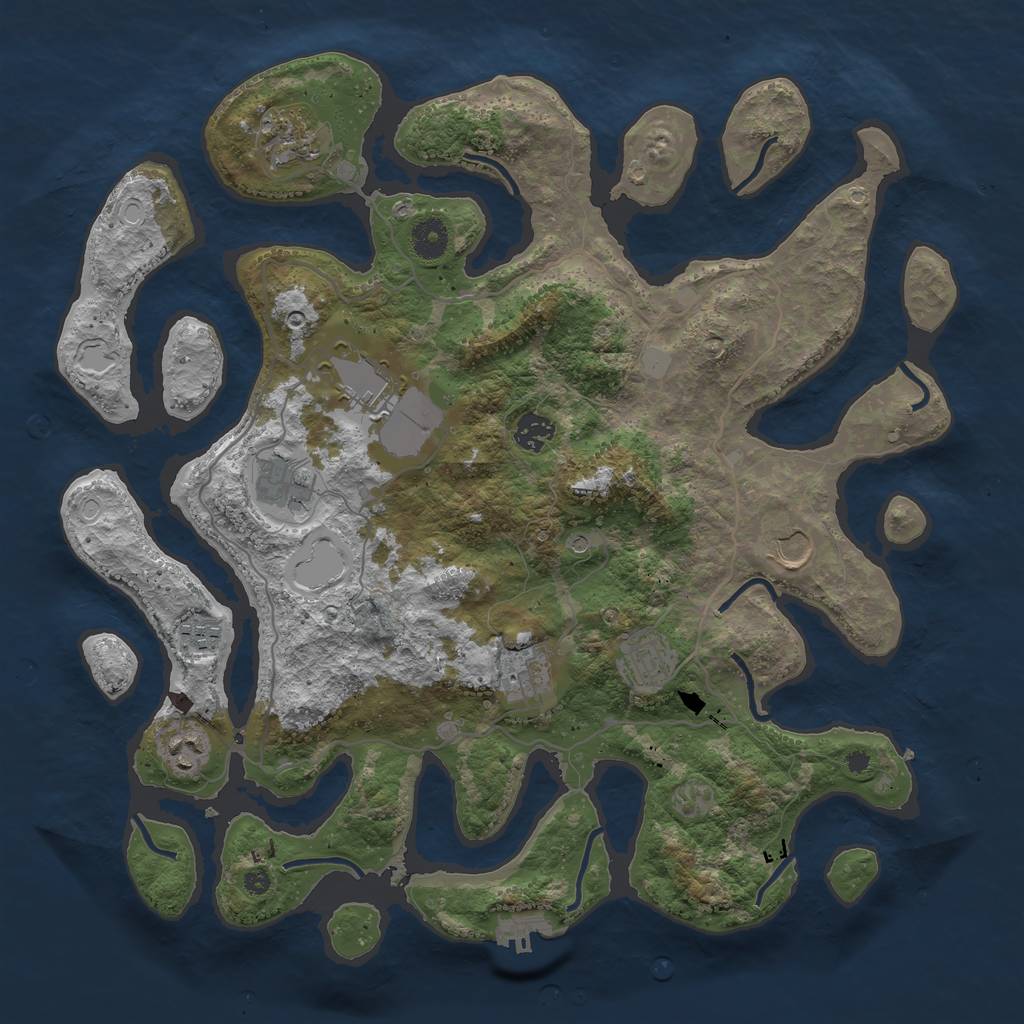 Rust Map: Procedural Map, Size: 4000, Seed: 693294672, 16 Monuments