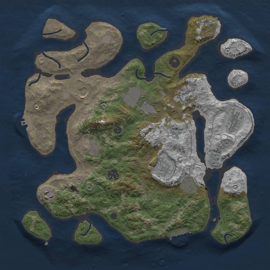 Rust Map: Procedural Map, Size: 3700, Seed: 726606516, 18 Monuments