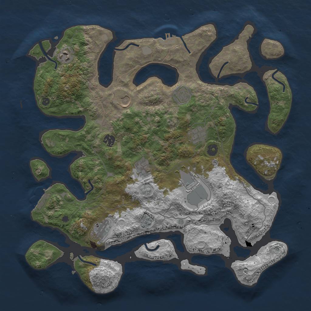 Rust Map: Procedural Map, Size: 4000, Seed: 920360, 16 Monuments