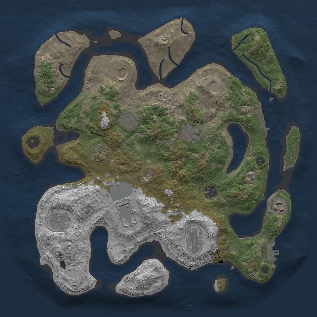 Rust Map: Procedural Map, Size: 3750, Seed: 16189128, 18 Monuments