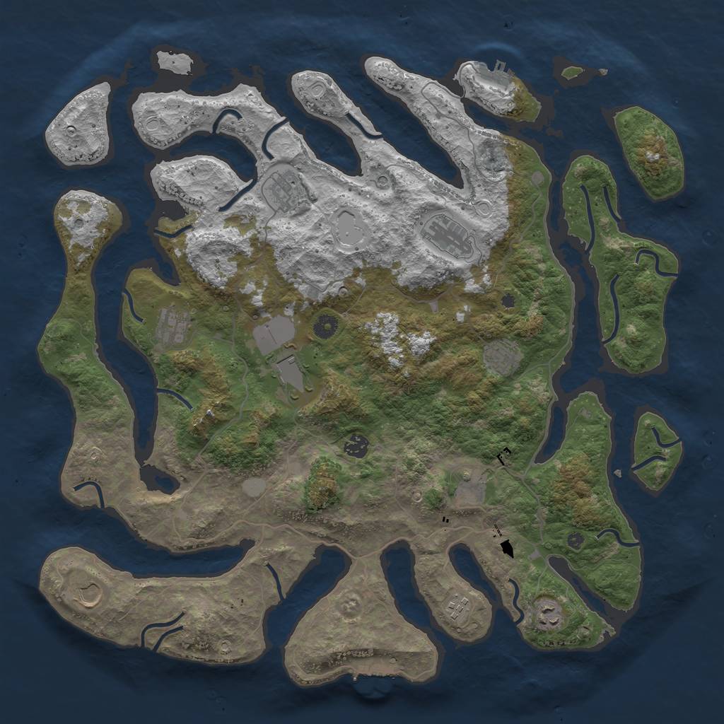 Rust Map: Procedural Map, Size: 4500, Seed: 4106905, 18 Monuments