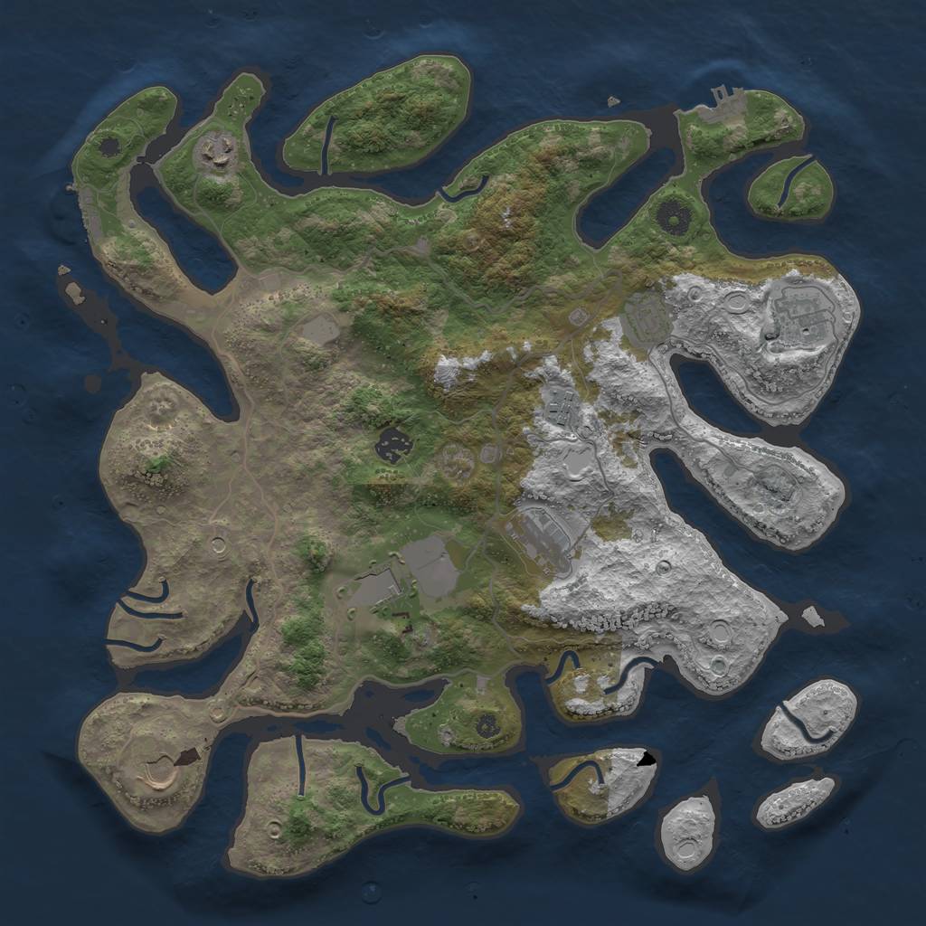 Rust Map: Procedural Map, Size: 4000, Seed: 580358, 16 Monuments