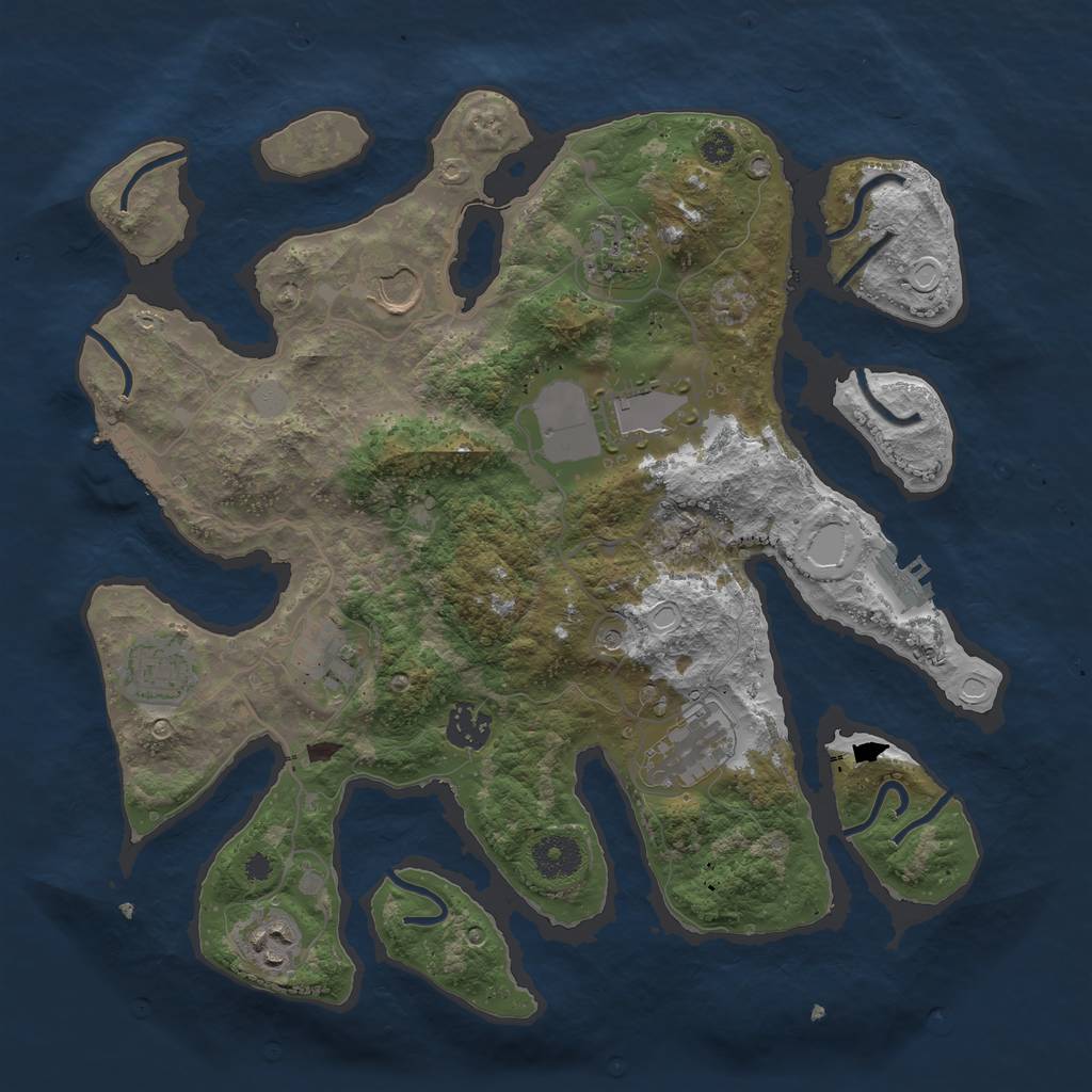 Rust Map: Procedural Map, Size: 3550, Seed: 934460, 16 Monuments