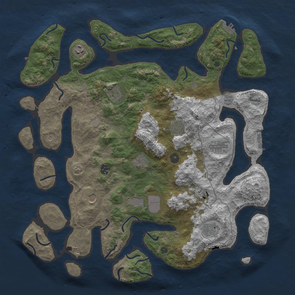 Rust Map: Procedural Map, Size: 4500, Seed: 3521570, 18 Monuments