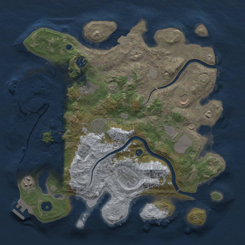 Rust Map: Procedural Map, Size: 3500, Seed: 2543, 14 Monuments