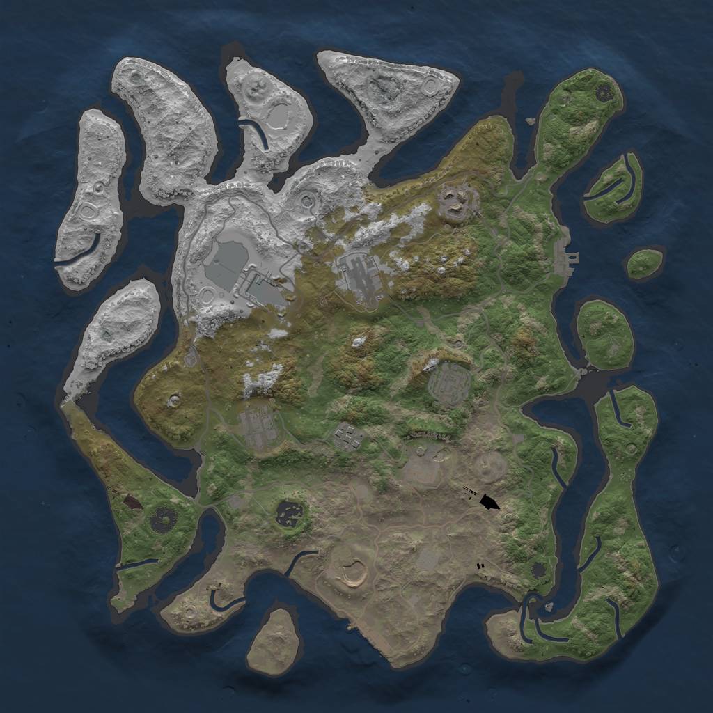 Rust Map: Procedural Map, Size: 4000, Seed: 63868, 17 Monuments