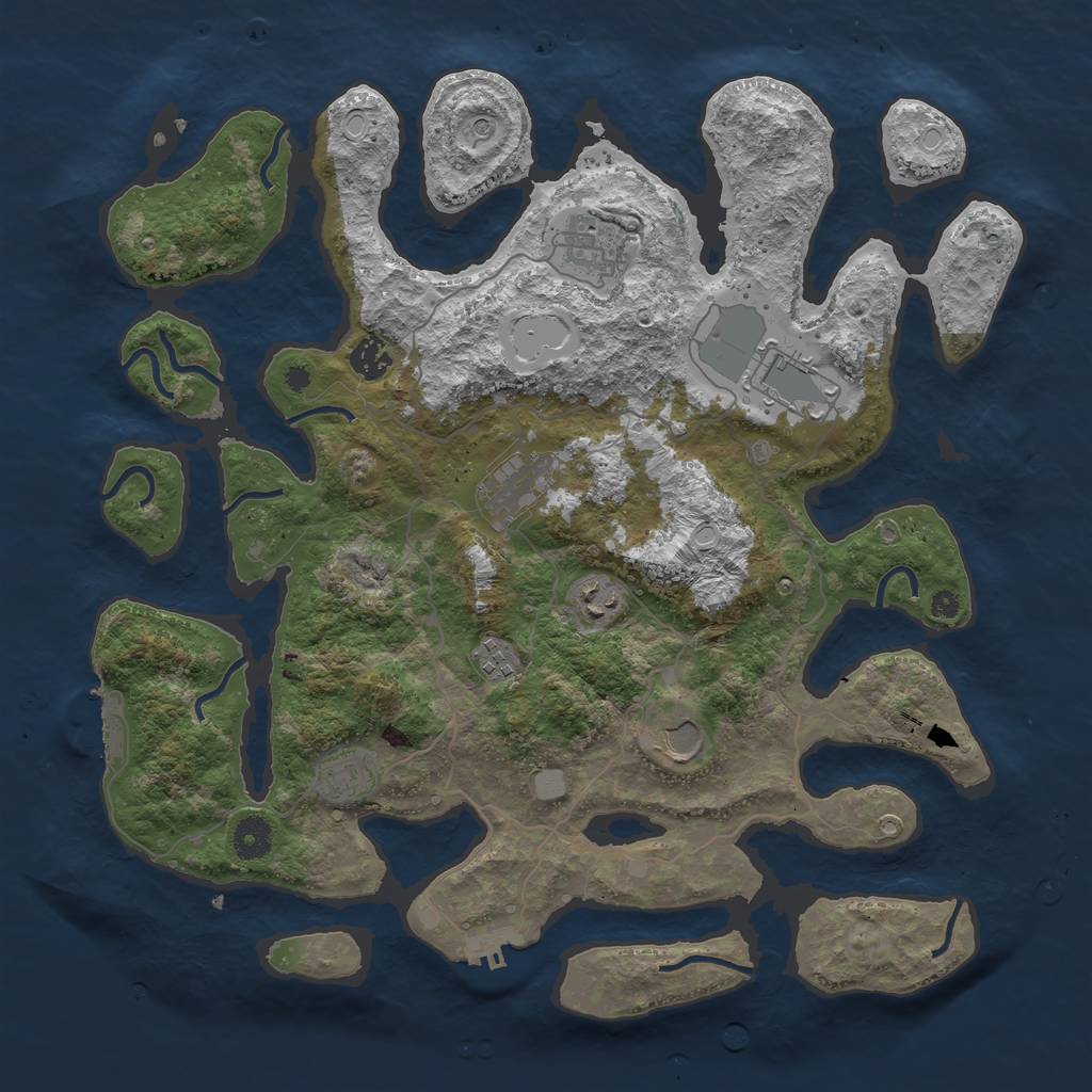 Rust Map: Procedural Map, Size: 4000, Seed: 213782380, 16 Monuments