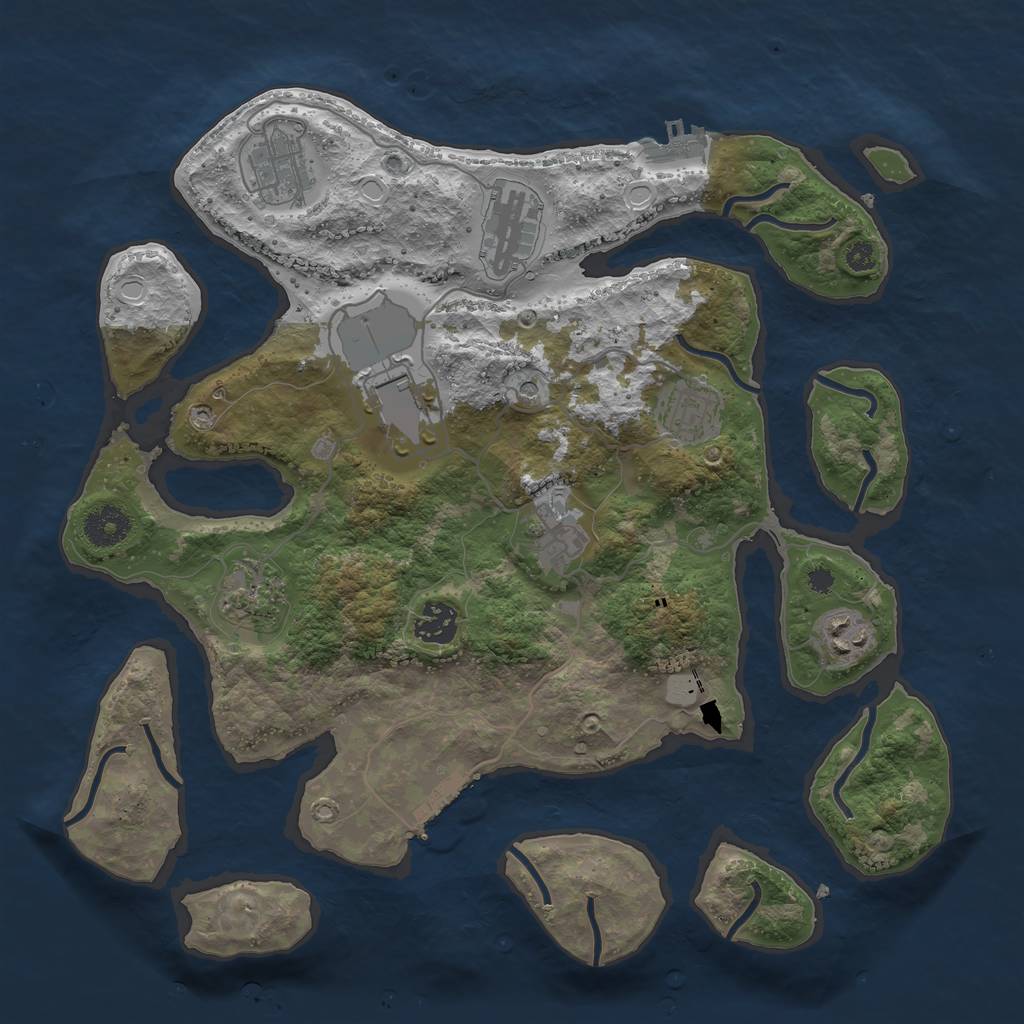 Rust Map: Procedural Map, Size: 3550, Seed: 58021, 16 Monuments