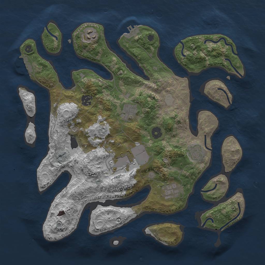 Rust Map: Procedural Map, Size: 3550, Seed: 523495, 14 Monuments