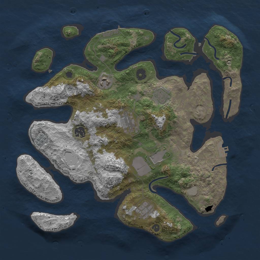 Rust Map: Procedural Map, Size: 3550, Seed: 723120, 15 Monuments