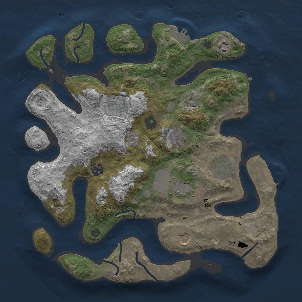 Rust Map: Procedural Map, Size: 3550, Seed: 166388, 16 Monuments