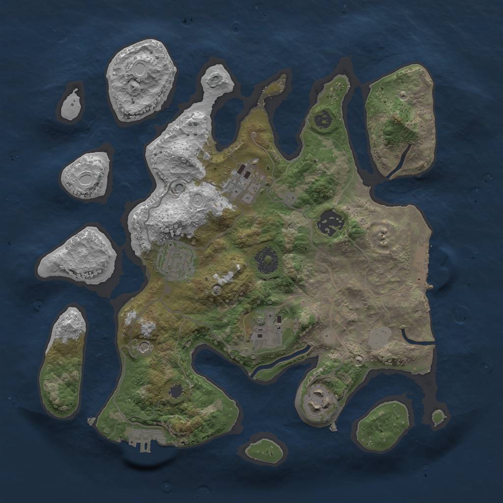 Rust Map: Procedural Map, Size: 3000, Seed: 242810, 13 Monuments