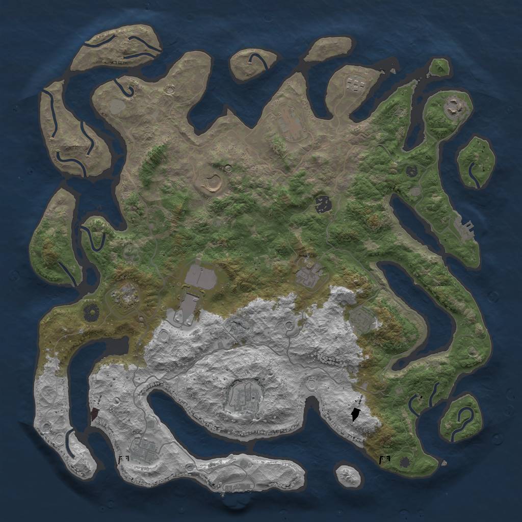 Rust Map: Procedural Map, Size: 4500, Seed: 5268250, 19 Monuments