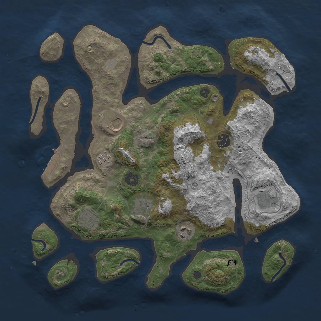 Rust Map: Procedural Map, Size: 3500, Seed: 461270351, 14 Monuments