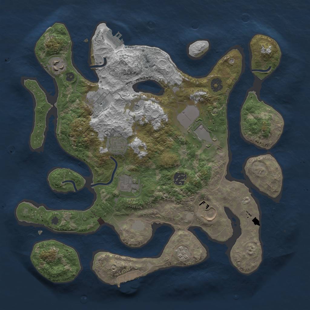 Rust Map: Procedural Map, Size: 3550, Seed: 835343, 16 Monuments