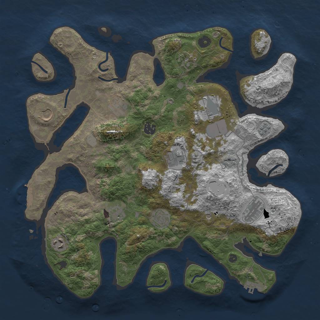 Rust Map: Procedural Map, Size: 3950, Seed: 1590036167, 19 Monuments