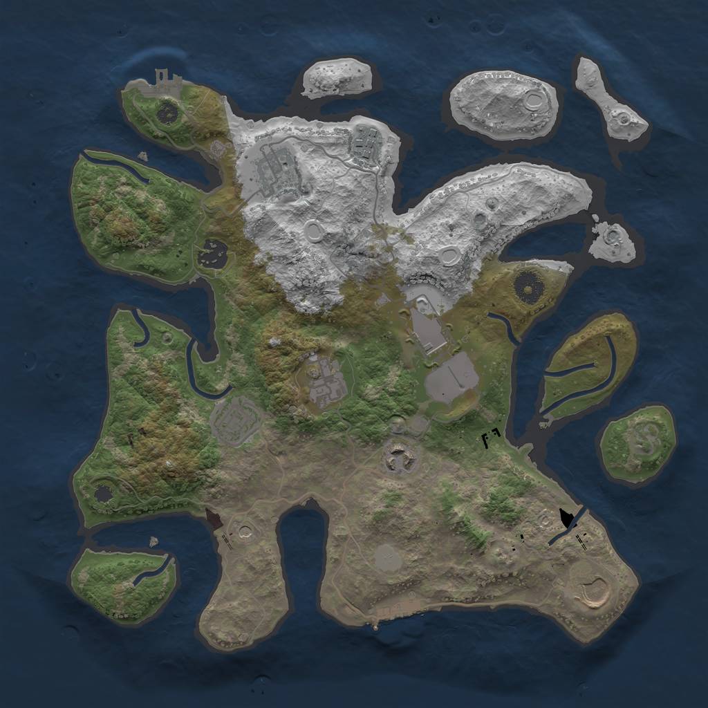Rust Map: Procedural Map, Size: 3500, Seed: 81349, 16 Monuments